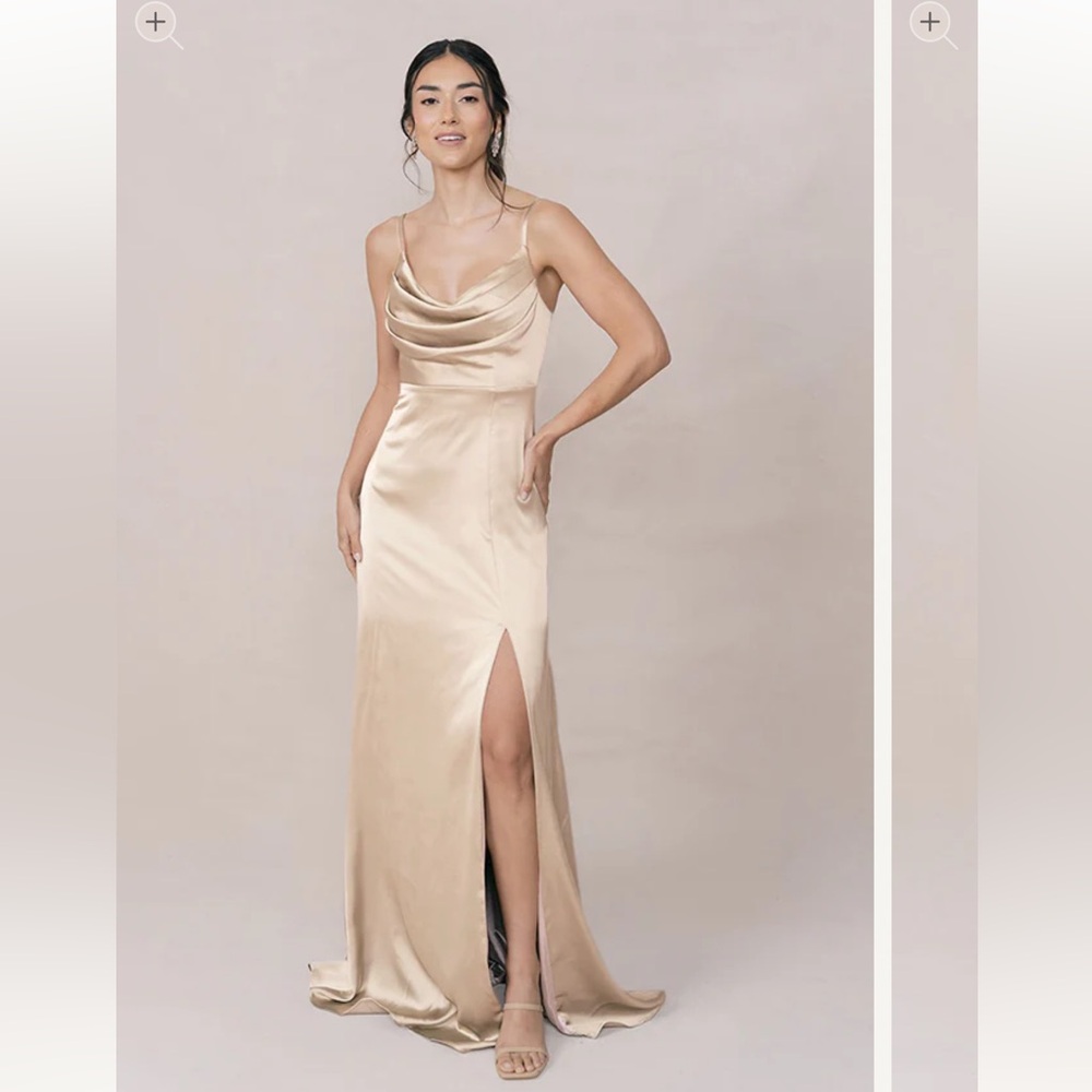 Revelry ember satin dress champagne gold size 6